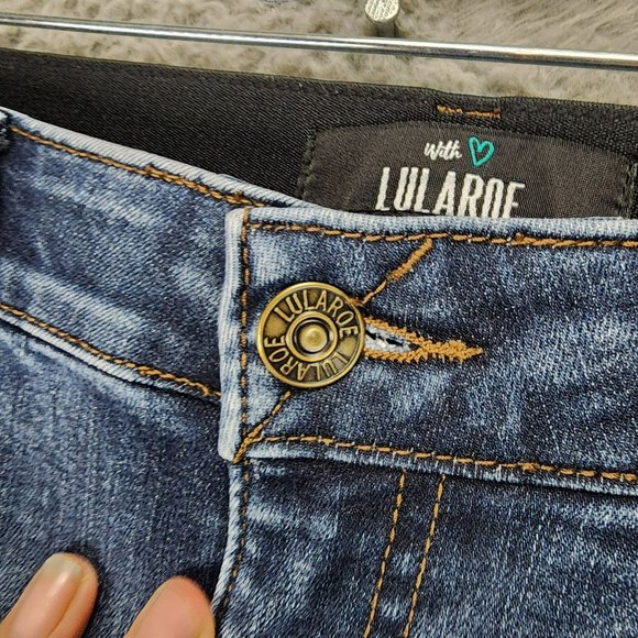 Lularoe Jeans Womens 30 Medium Wash Stretch Mid Rise Distressed Shaping Skinny - Picture 4 of 14